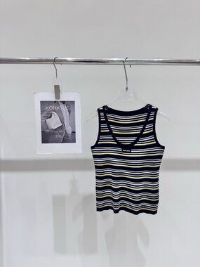 Miu Miu | Tops | Miu Miu Navy Ribbed Tank With White Logo | Poshmark